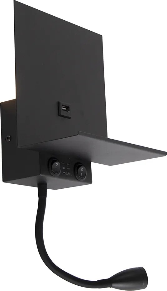 Okos fali lámpa fekete USB-vel és hajlékony karral, Wi-Fi G9-es foglalattal - Flero