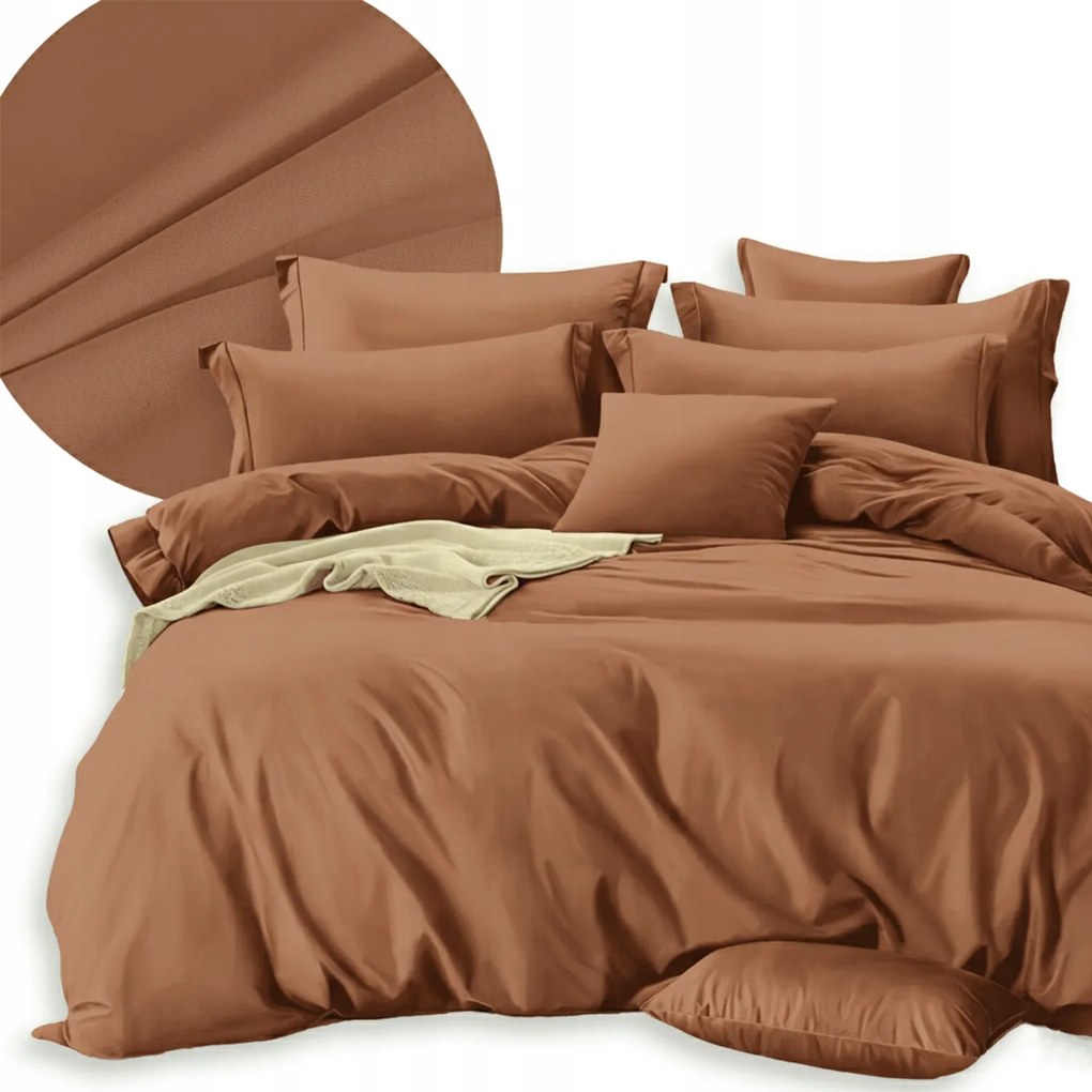 Ágyneműhuzat Garnitúra 160x200 2x Párnahuzat Kétoldalas Sima Puha Barna