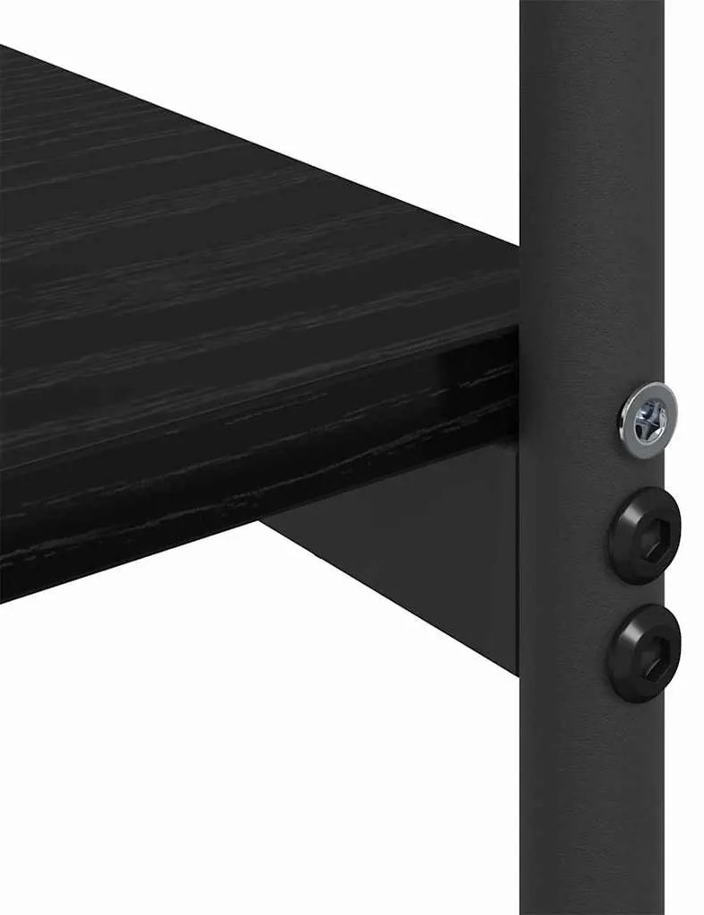 Konzolasztal polcokkal Musta tammi 101 x 35 x 80.5 cm Faanyag
