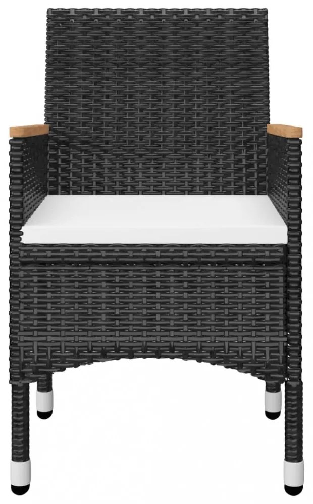 3 részes fekete polyrattan és edzett üveg bisztrószett