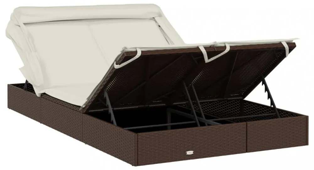 2 személyes barna polyrattan napágy tetővel 213 x 118 x 97 cm