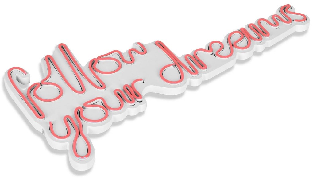 Műanyag LED-es fali dekoráció, Follow Your Dreams - Pink