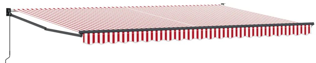 Kézi Behúzható Napernyő Piros és Fehér Csík 500x300 cm
