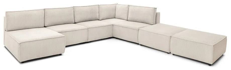 Krémszínű kordbársony sarokkanapé ("U" alakú-variálható) Nihad modular – Bobochic Paris