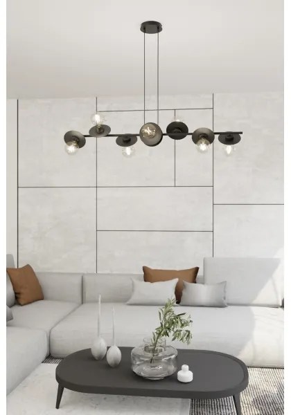 Csillár zsinóron TOKEN 8xE27/15W/230V fekete