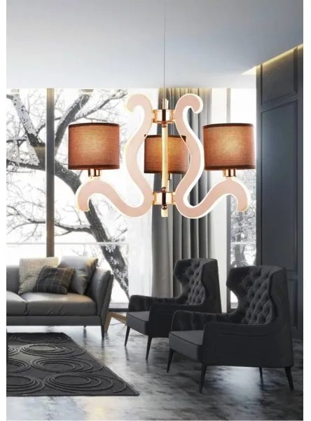 LED Csillár zsinóron AMBROSIA 3xE14/40W/230V + LED/18,4W réz