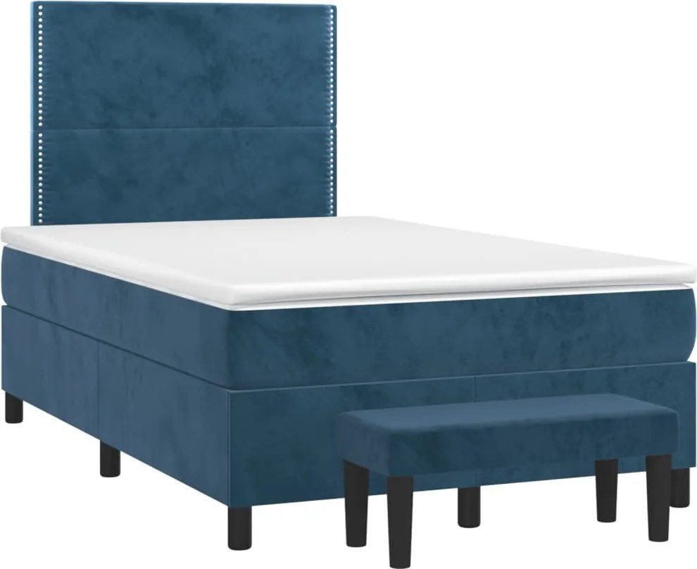 vidaXL sötétkék bársony rugós ágy matraccal 120x190 cm