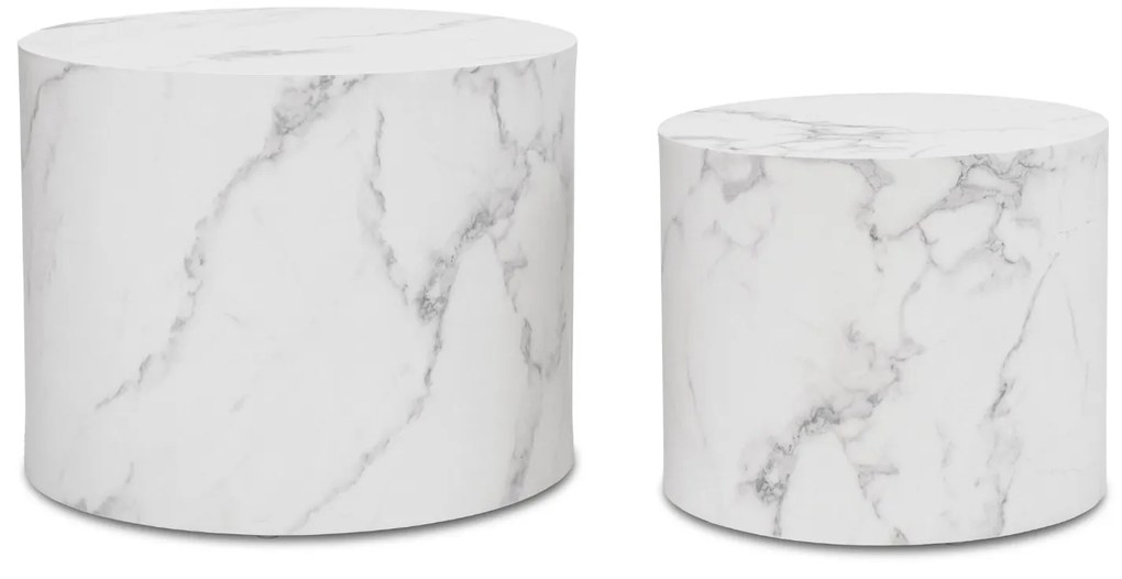 Dohányzóasztal szett fehér márvány színben. LEILA