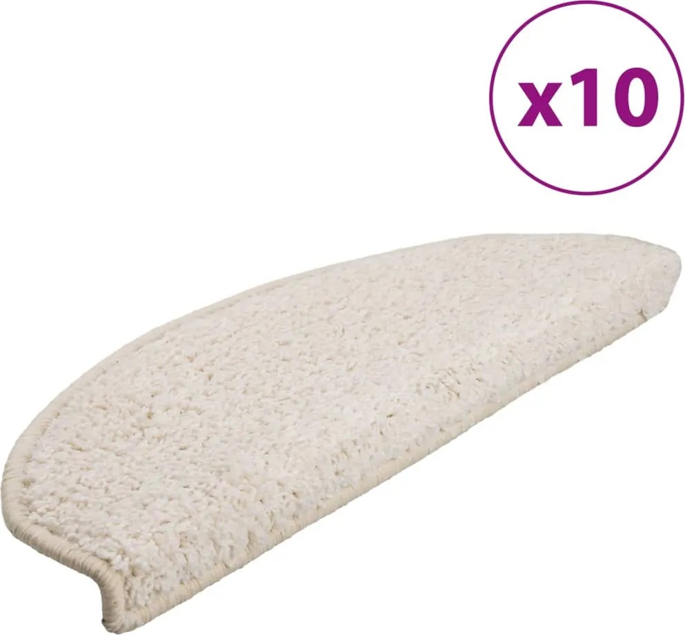 vidaXL 10 db fehér, félkör alakú lépcsőszőnyeg 65 x 21 x 4 cm, nagy