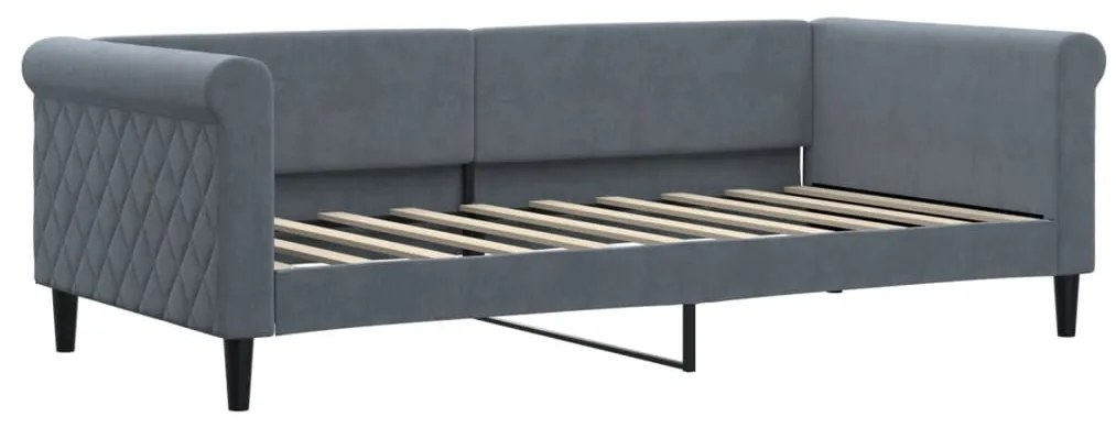sötétszürke kihúzható bársony heverő 90 x 190 cm