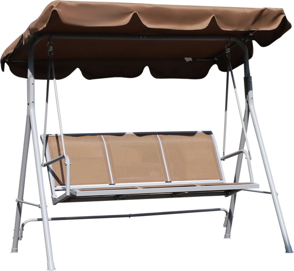 Outsunny 3 személyes kertihinta állítható napernyővel, lélegző háttámlával és fémszerkezettel teraszra, erkélyre, 240 kg teherbírással 171,2x108,x154