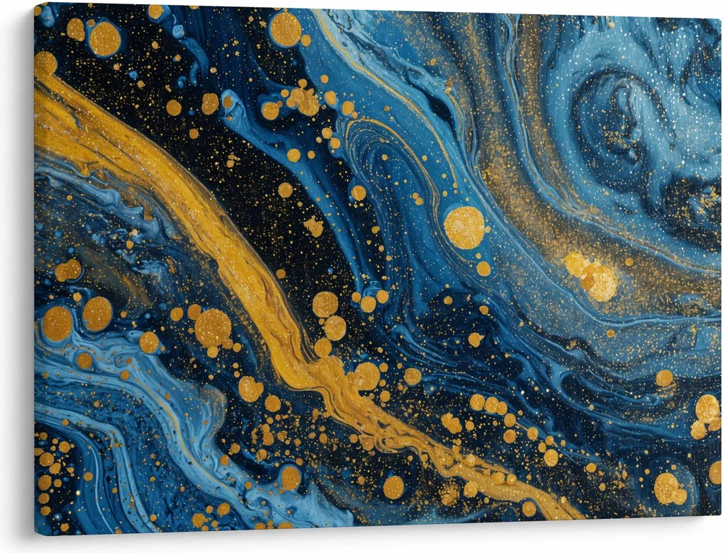 Kép - Kék absztrakció arannyal (70x50 cm)