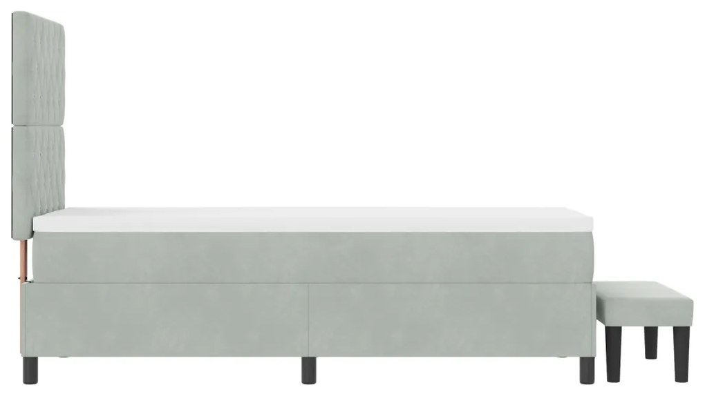Box Spring Ágy Matraccal és Paddal Világosszürke 80x200 cm Bársony