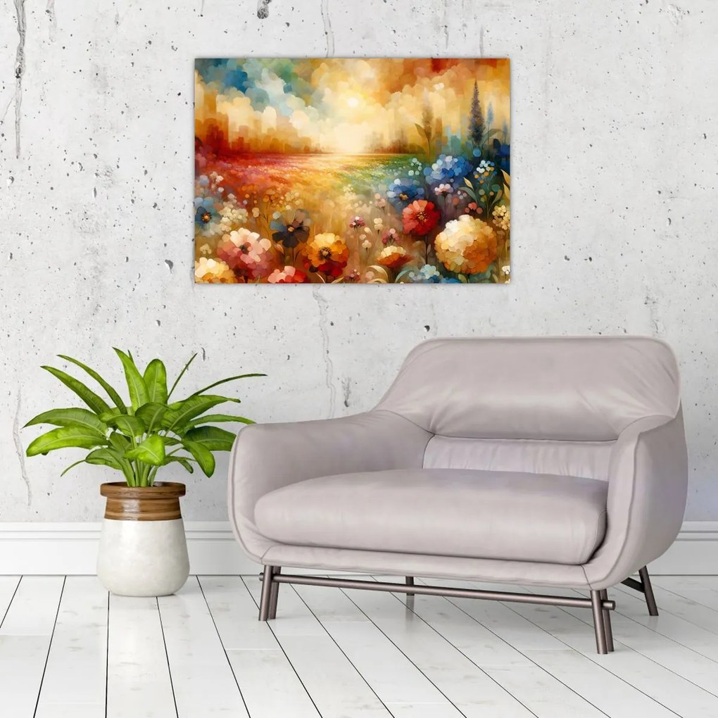 Üveg kép - Színes rét (70x50 cm)