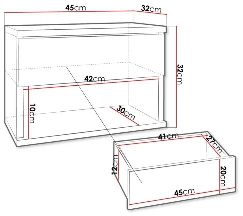Éjjeliszekrény NECE 32x45 cm fekete