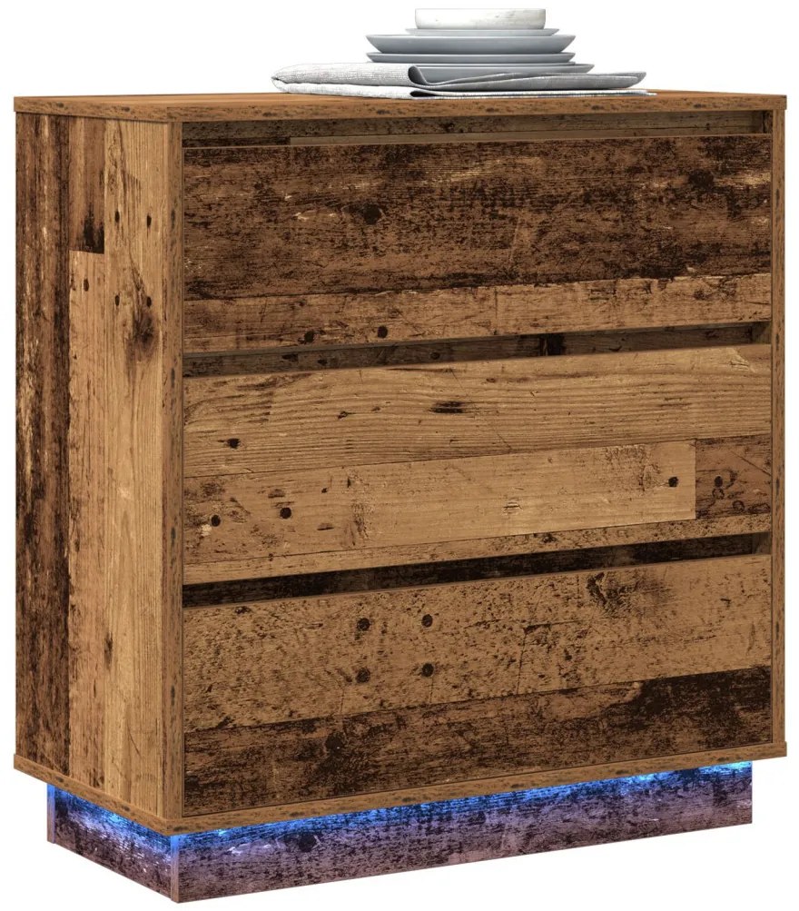 LED-es éjjeli szekrény Régi fa 71x34,5x75 cm Mérnöki fa
