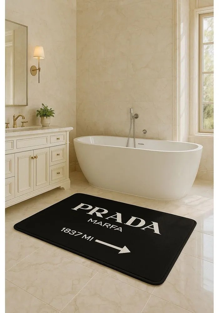 Fekete bársony fürdőszobai kilépő 60x100 cm Prada – Mila Home