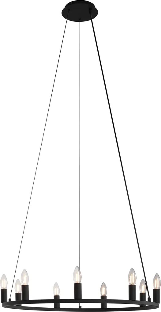 Smart hanglamp zwart 9-lichts incl. Wifi C35 - Knight