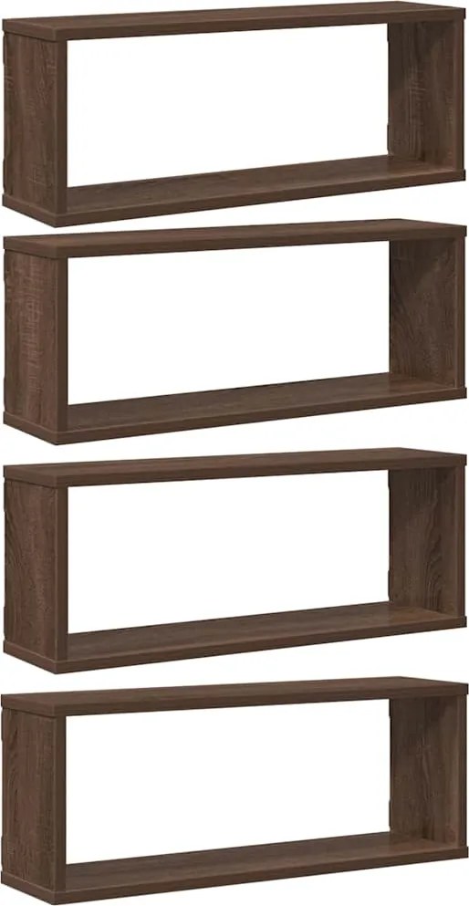 vidaXL 4 db barna tölgy színű szerelt fa fali kockapolc 60x15x23 cm