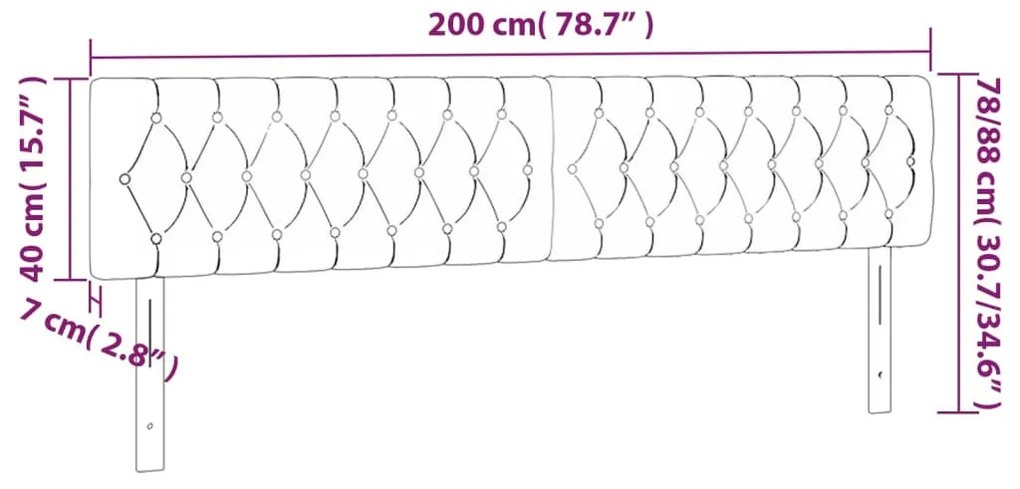 2 db tópszínű szövet fejtámla 100x7x78/88 cm