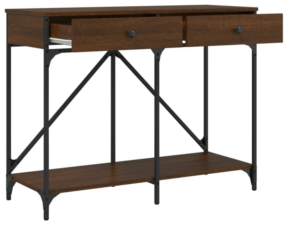 barna tölgyszínű szerelt fa tálalóasztal 100 x 39 x 78,5 cm