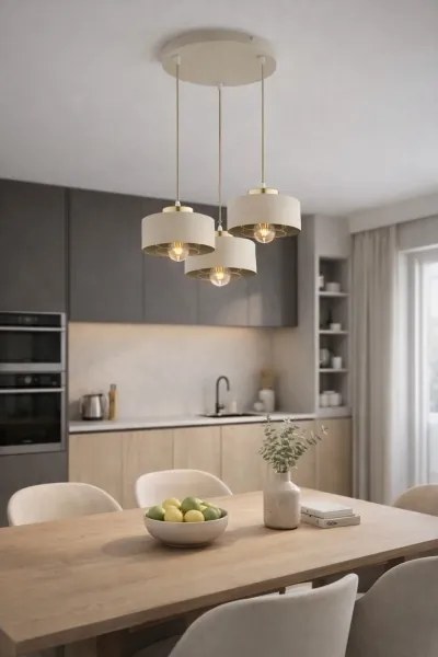 BRILAGI - Függőlámpa kábellel SPRING 3xE27/60W/230V bézs/arany