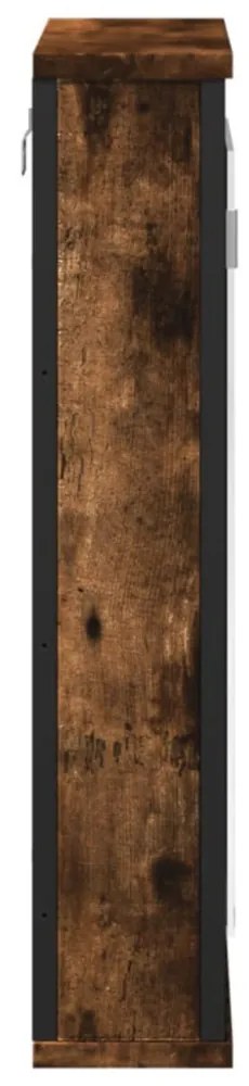 füstölt tölgy szerelt fa tükrös fürdőszobaszekrény 42x12x60 cm