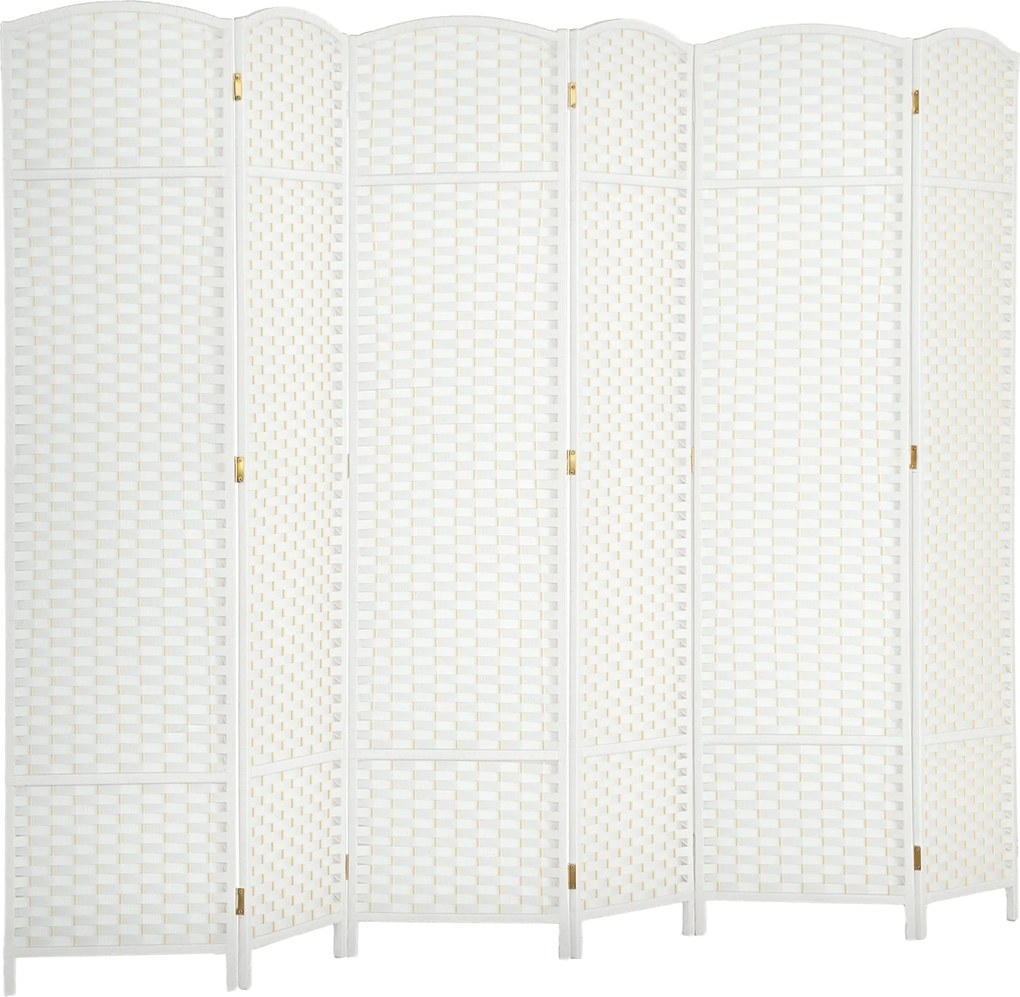 HOMCOM 6-panelos Szobakülönítő 240x170 cm - Összecsukható Szobaseparátor Élőszobába, Hálószobába, Irodába, Fehér | Aosom