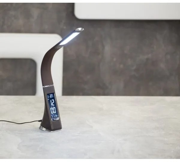 Immax 08948L - LED Dimmelhető asztali lámpa kijelzővel LEATHER LED/7W/230V