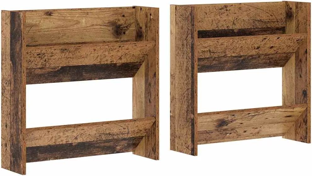 vidaXL Cipőszekrény polcokkal 2 pcs Öreg fa 60 x 18 x 60 cm Faanyag