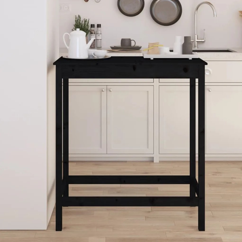 Fekete tömör fenyőfa bárasztal 100 x 50 x 110 cm