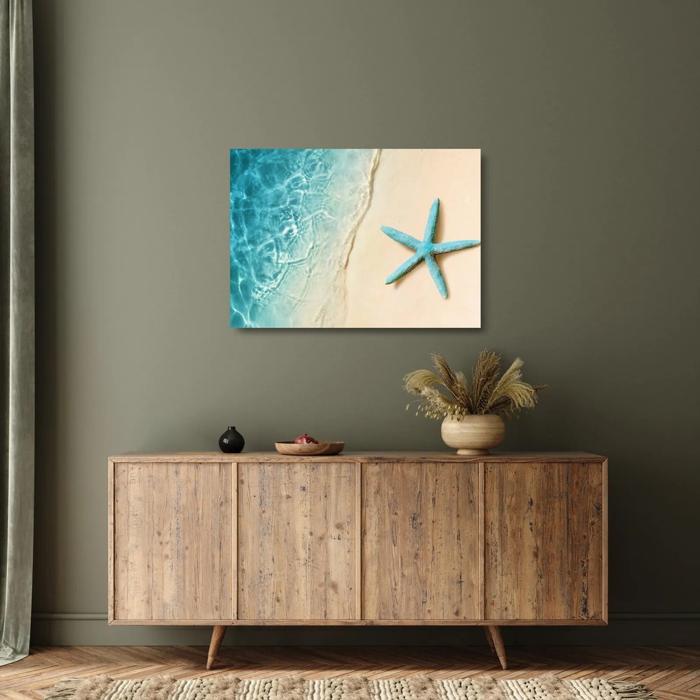 Kép - Tengeri csillag a tengerparton (üvegen) (70x50 cm)