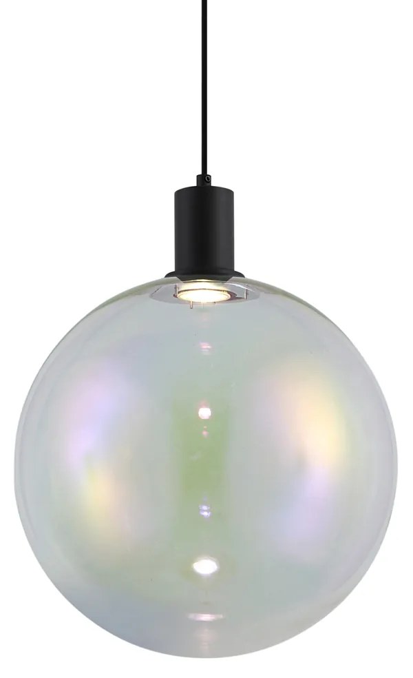 Design függőlámpa fekete szivárványos üveggel 35 cm - Mallon