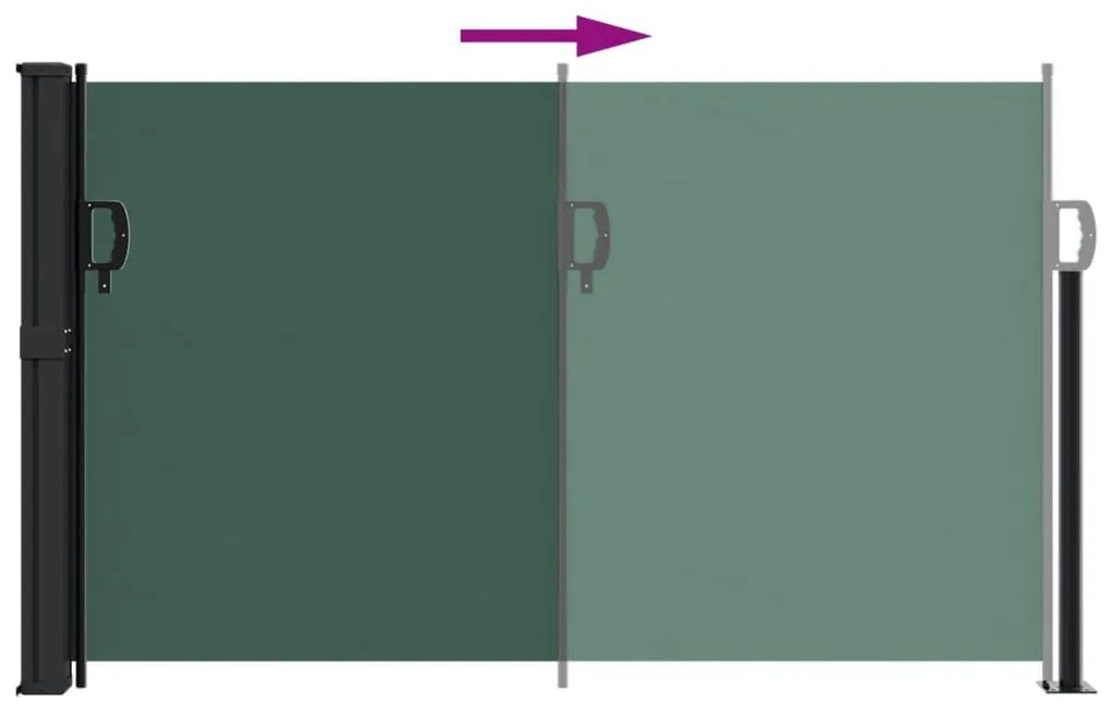 sötétzöld behúzható oldalsó napellenző 120 x 500 cm