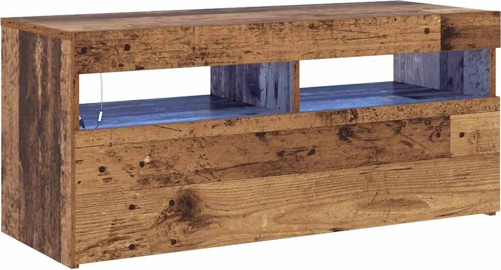 vidaXL antik fa színű szerelt fa TV-szekrény LED-ekkel 90x35x40 cm