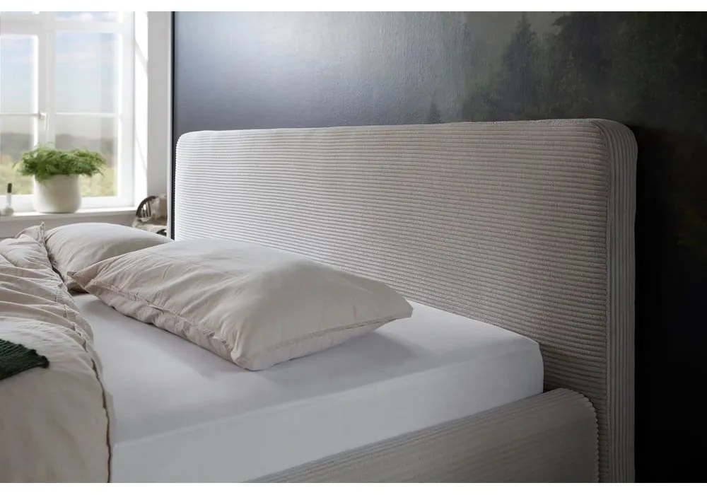 Bézs kárpitozott franciaágy 180x200 cm Mattis Cord – Meise Möbel