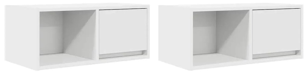 2 db fehér szerelt fa TV-szekrény 60x31x25,5 cm