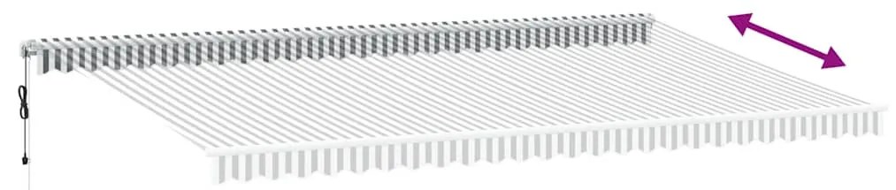 antracitszürke-fehér LED-es automata napellenző 600 x 300 cm