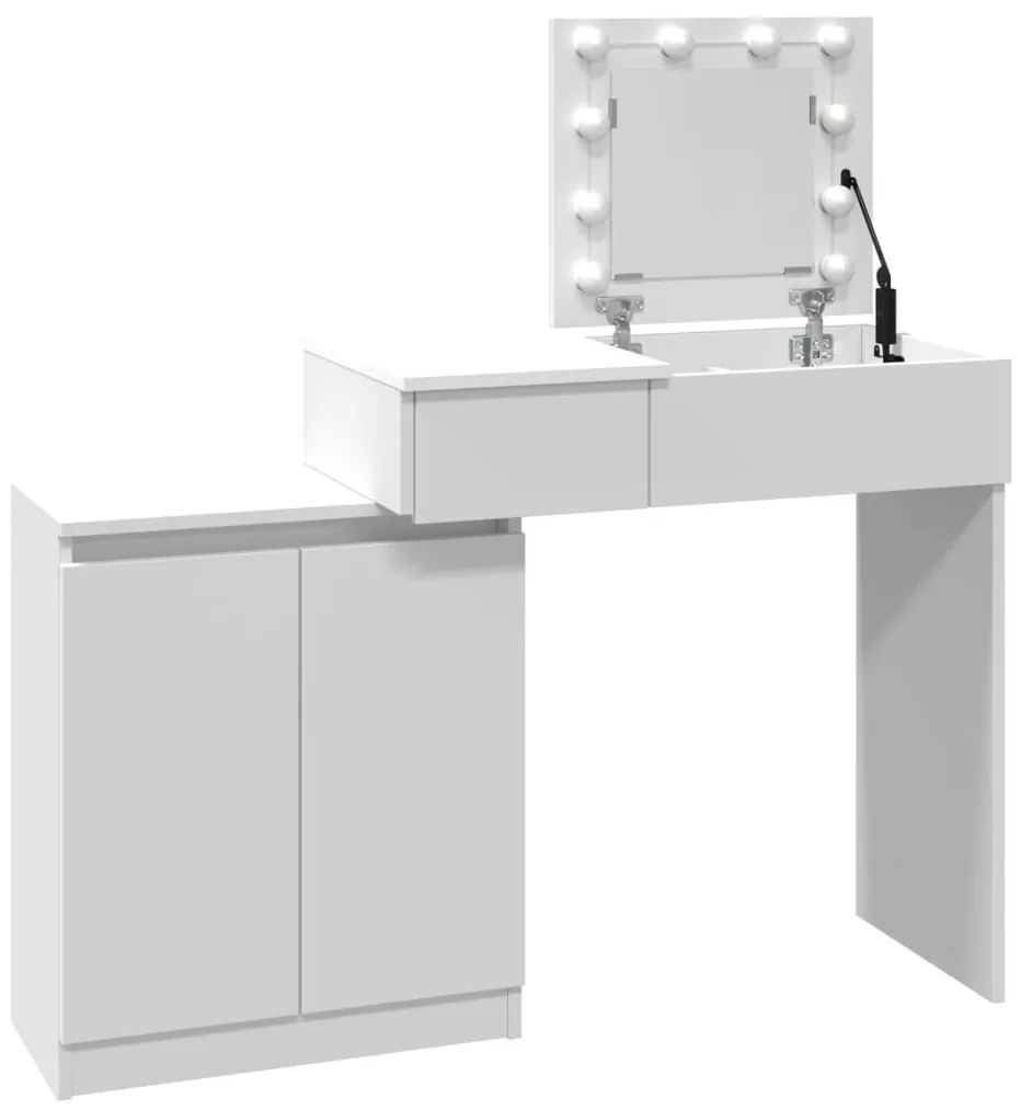 fehér LED-es fésülködőasztal 115 x 37 x 110,5 cm