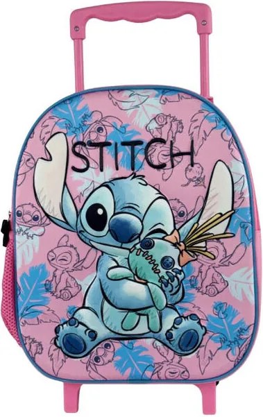 Disney Lilo és Stitch, A csillagkutya Doll gurulós ovis 3D hátizsák, táska 32 cm