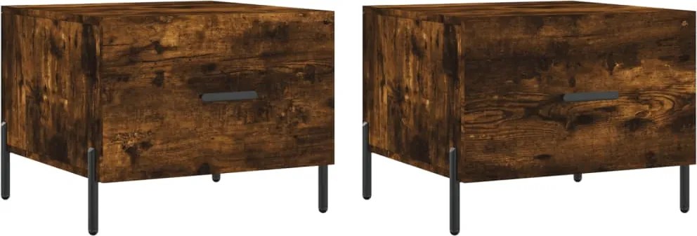 vidaXL 2 db füstös tölgy szerelt fa dohányzóasztal 50 x 50 x 40 cm