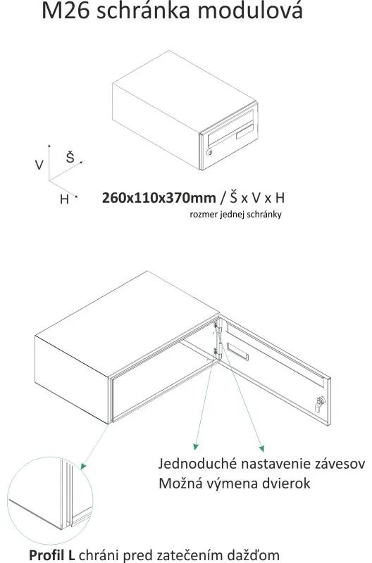 M26 moduláris postaláda tömb, 3db Névtábla + névtábla RAL 9016 / Fehér