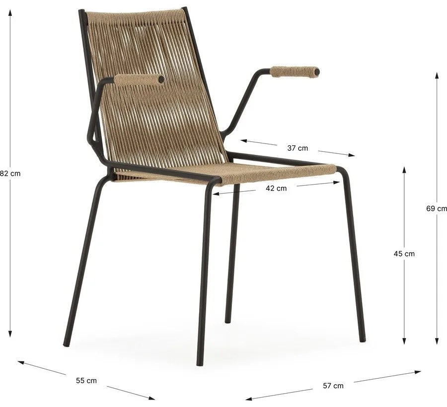 Bézs fém karfás-rakásolható étkezőszék szett 2 db-os Emily – Marckeric