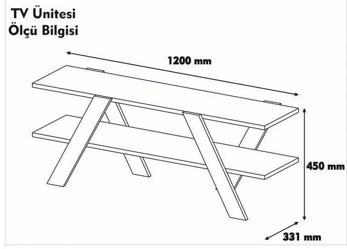 Fehér-natúr színű TV-állvány diófa dekorral 120x33 cm Basic – Kalune Design