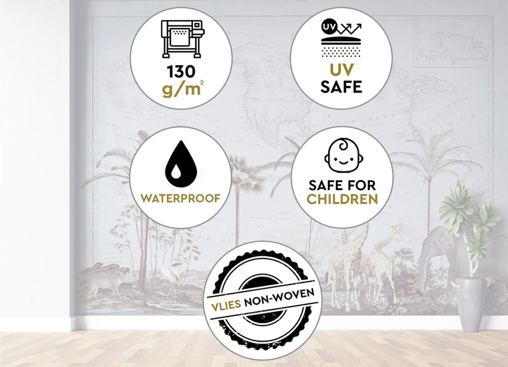 Gario Fotótapéta Régi térkép és Savannah - Andrea Haase Anyag: Vlies, Méret: 150 x 105 cm