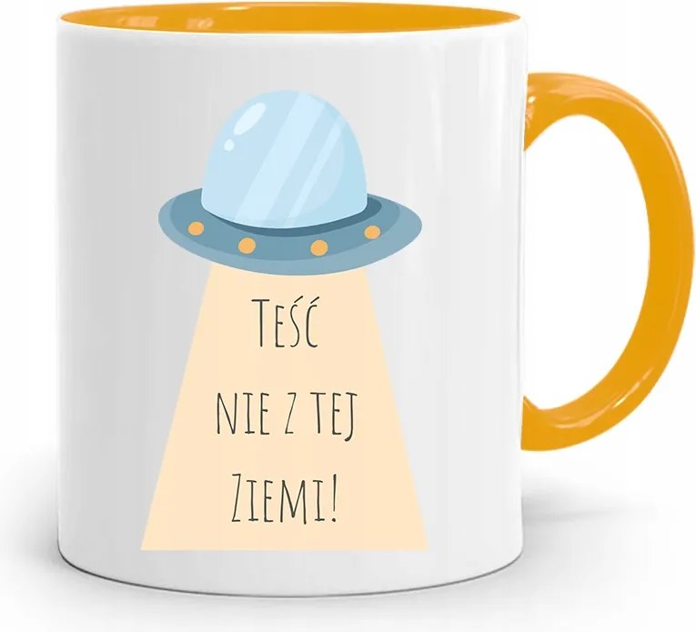 Sárga Bögre Apósnak Após Nem Ebből A Földből, fényképes nyomattal