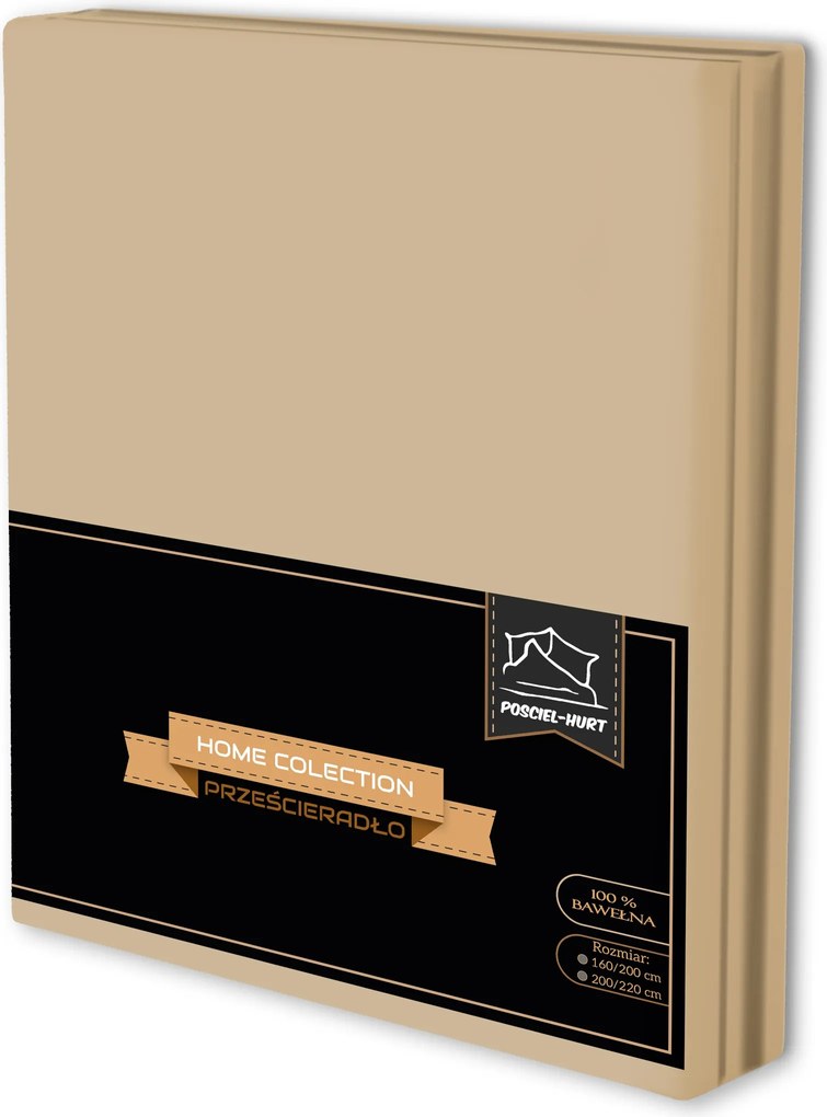 Hagyományos lepedő 160x200CM Gumi nélküli Pamut 100% karamell