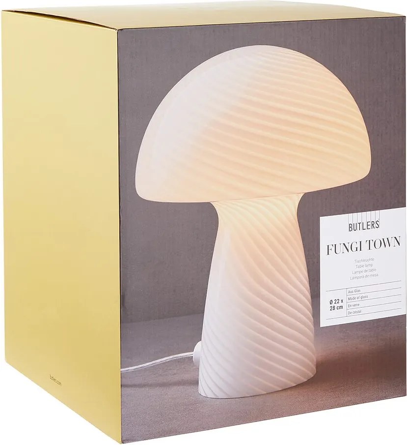 FUNGI TOWN üveg asztali lámpa, fehér