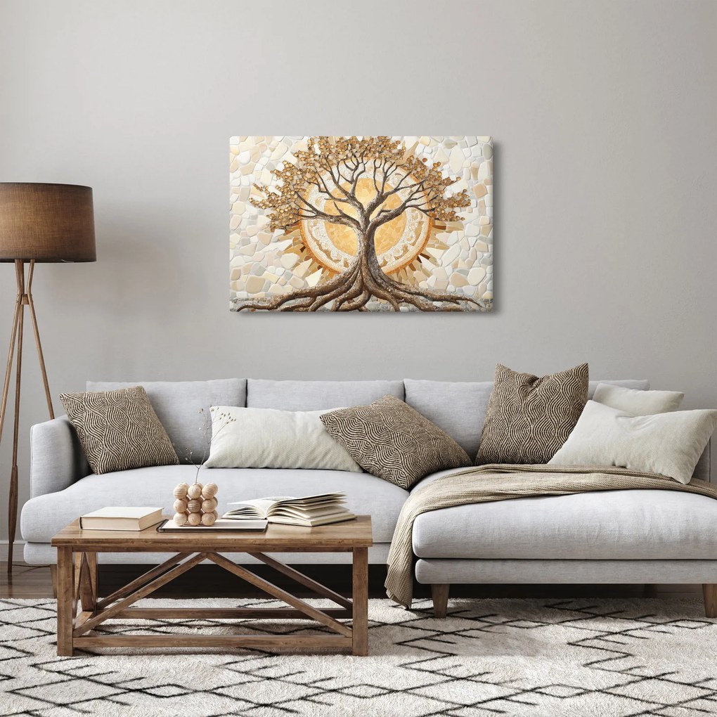 Kép – Arany életfa mozaikban (90x60 cm)