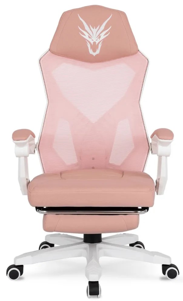 Gamer Forgószék Rózsaszín/Fehér Színben. Teherbírás: 150 kg. BING